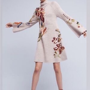 Knitted & Knotted Swing Petal Sweater Dress, Large